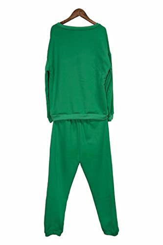 My Happy Place - Women Jogger Active Wear Sportswear | Sweatpant Suits for Ladies | Crew Neck Fleece Sweatshirt & Loose Pants | 2 Piece Jogging Outfit