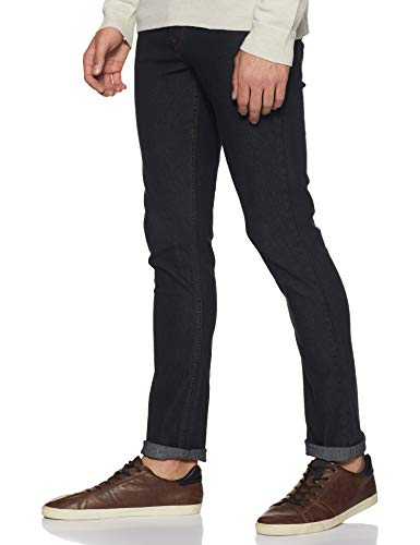 DIVERSE Men's Skinny Fit Jeans (DCMDT03KC24L33-508D_Black_28W x 33L)