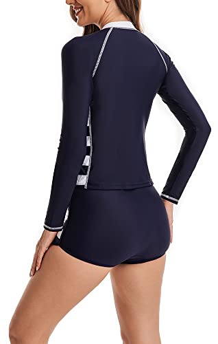 CCAKXCJJ Womens Two Piece Rash Guard Long Sleeve Swimsuit UV UPF 50+ Zipper Athletic Swimwear Sports Surfing Bathing Suit