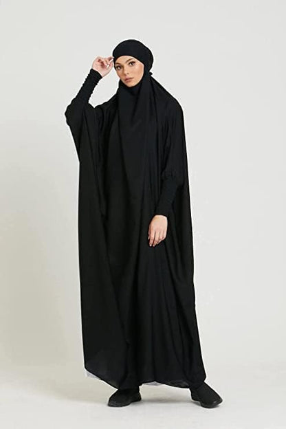 BOJON Women's Muslim One Piece Prayer Dress for Women Abaya Dress Islamic Middle East Dubai Turkey Maxi Abaya Kaftan with Hijab Dress Full Length