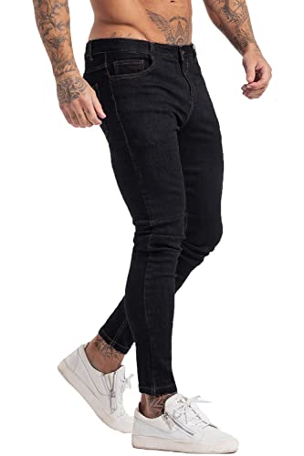 GINGTTO Men's Skinny Stretch Jeans Slim Fit Ripped Pants For Men Elastic Waist