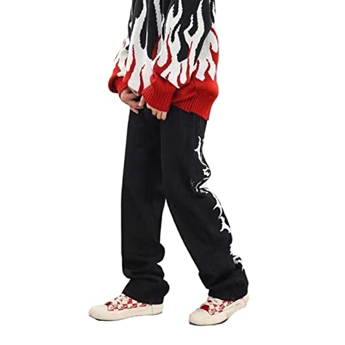 FantasyGears Y2k Jeans Men Grunge Hip Hop Baggy Pants Straight Leg Graphic Denim Joggers Loose Goth Trousers Streetwear