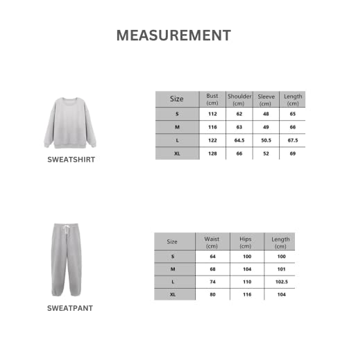 My Happy Place - Women Jogger Active Wear Sportswear | Sweatpant Suits for Ladies | Crew Neck Fleece Sweatshirt & Loose Pants | 2 Piece Jogging Outfit