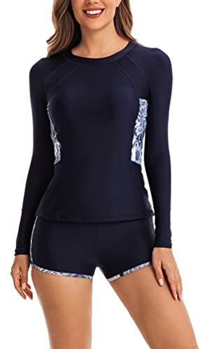 CCAKXCJJ Womens Two Piece Rash Guard Long Sleeve Swimsuit UV UPF 50+ Zipper Athletic Swimwear Sports Surfing Bathing Suit