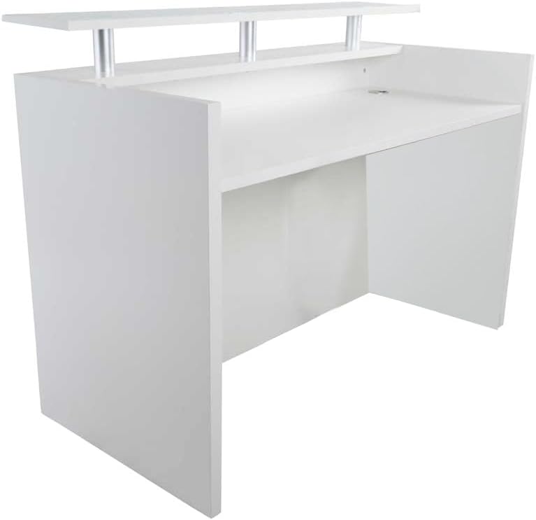 Mahmayi REC-2 Designer Reception Desk For Office Space, Front Office Desk (White-Coco Bolo)