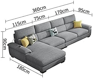 GOOD LUCK Wooden Frame Sofa Living Room Set (Ash Grey)