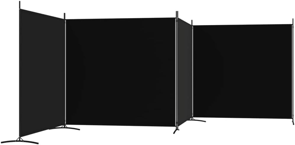 vidaXL 1-Panel Room Divider Folding Panel Screen Movable Partition Privacy Separator Wall Furniture Indoor Bedroom Office Black 175x180 cm