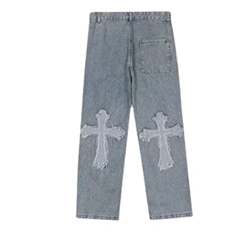 FantasyGears Y2k Jeans Men Grunge Hip Hop Baggy Pants Straight Leg Graphic Denim Joggers Loose Goth Trousers Streetwear