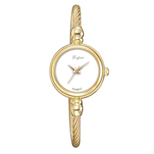 Women's Bracelet Watch Fine Chain Alloy Fashion Watch Casual Women Dress Luxury Watches (Gold)