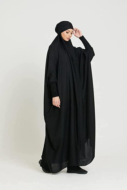 BOJON Women's Muslim One Piece Prayer Dress for Women Abaya Dress Islamic Middle East Dubai Turkey Maxi Abaya Kaftan with Hijab Dress Full Length