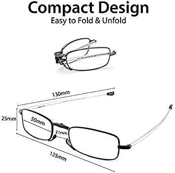 Focus Eye Fit Reading Glasses for Men and Women - Light Weight Folding Readers Includes Glasses Case and Cleaning Cloth