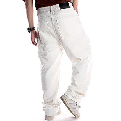 LUOBANIU Men's Vintage Hip Hop Style Baggy Jeans Denim Loose Fit Dance Skateboard Pants