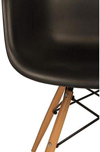 Mahmayi Dining Style Side Chair with Natural Wood Legs Eiffel Room Lounge Legged Base Molded Plastic Seat Shell Top Chairs Black, woodenleg Blk