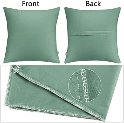 4-Pack 100% Cotton Comfortable Solid Decorative Throw Pillow Case Square Cushion Cover Pillowcase Sublimation Blank Pillow Covers(Cover Only,No Insert)(20x20inch/50x50cm, Christmas Green)