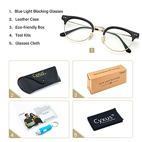 Cyxus Blue Light Blocking Computer Glasses Browline Classic Retro Clear Lens Eyeglasses Frame for Women and Men