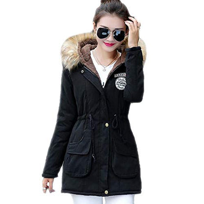 Yudesundo Down Padded Jackets for Women - Parka Winter Wear Overcoat Warm Waist Slim Fit Full Zipped Casual Faux Fur Lined Long Jackets