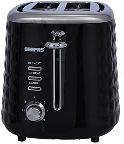 Geepas 850W 2 Slice Bread Toaster AdjUStable 7 Browning Control Pop Up With Removable Crumb Collection Tray, Black, Gbt36536"Min 1 year manufacturer warranty"