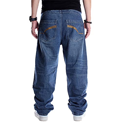 EnllerviiD Men's Relaxed Fit Classic Jeans - Loose Fashion Baggy Comfort Plain Hip Hop Denim Pants