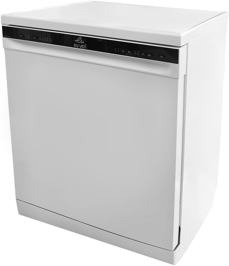 evvoli Dishwasher 12 place setting, 6 programs, 2 Rack Levels, 11 L,High Energy Efficiency, Quiet, Silver EVDW-122S