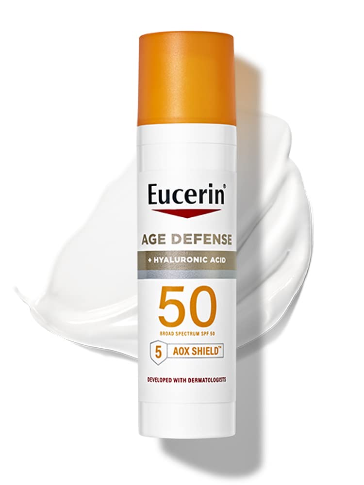 Eucerin Age Defense Face Sunscreen Lotion with Hyaluronic Acid, 2.5fl. oz Bottle, SPF 50