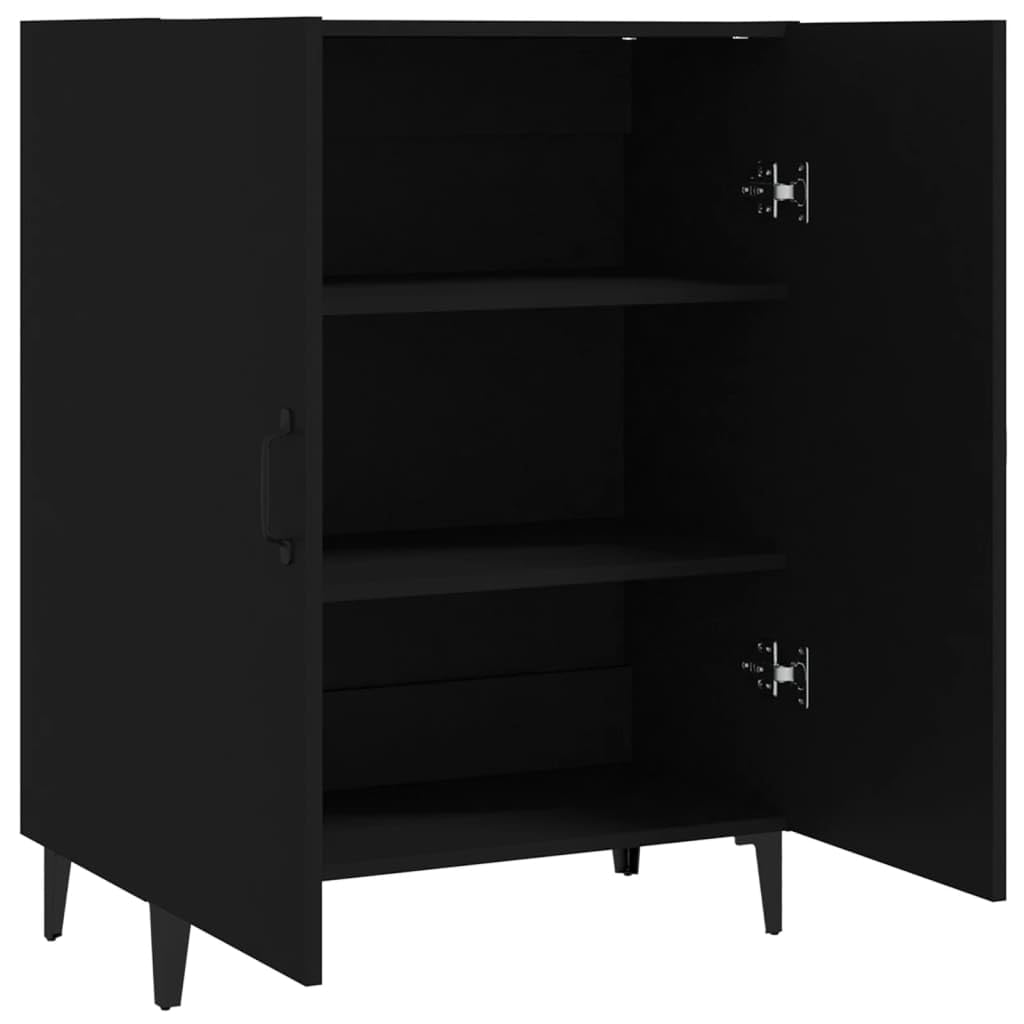 Makastle Buffet Sideboard Cabinet with Storage, Freestanding Floor Cabinet, Modern Storage Cabinet for Kitchen Living Room, Black 70x34x90 cm Engineered Wood