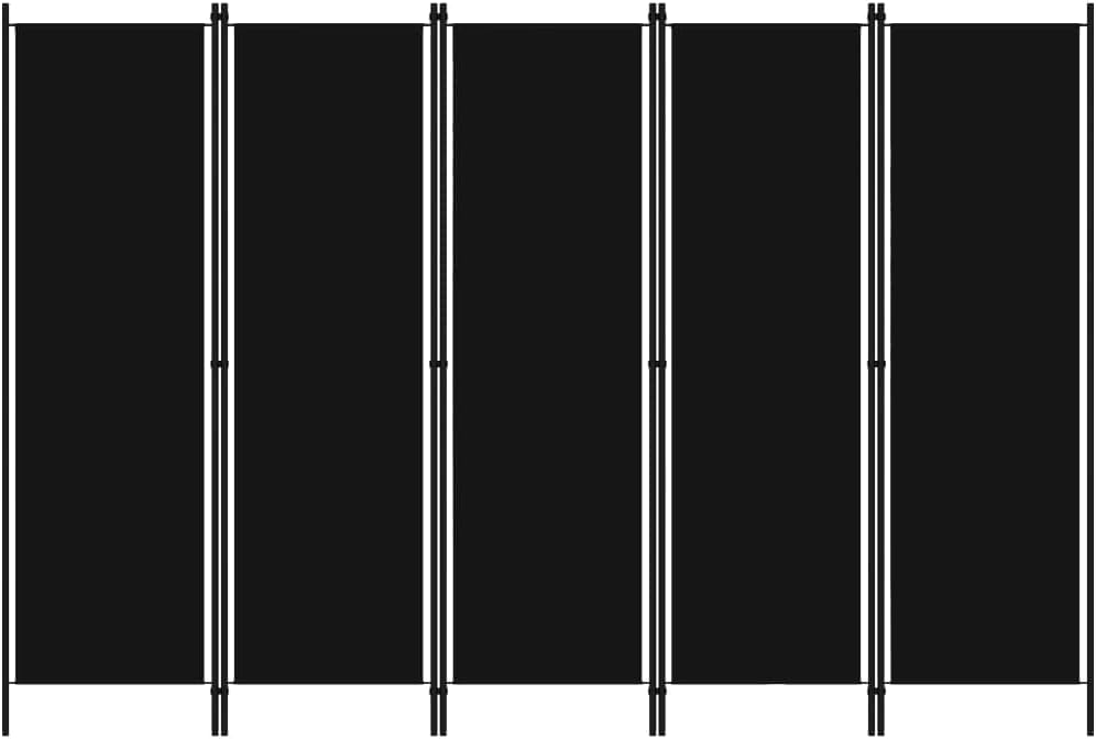 vidaXL 3-Panel Room Divider Folding Panel Screen Movable Partition Privacy Separator Wall Furniture Indoor Bedroom Office Black 150x180 cm