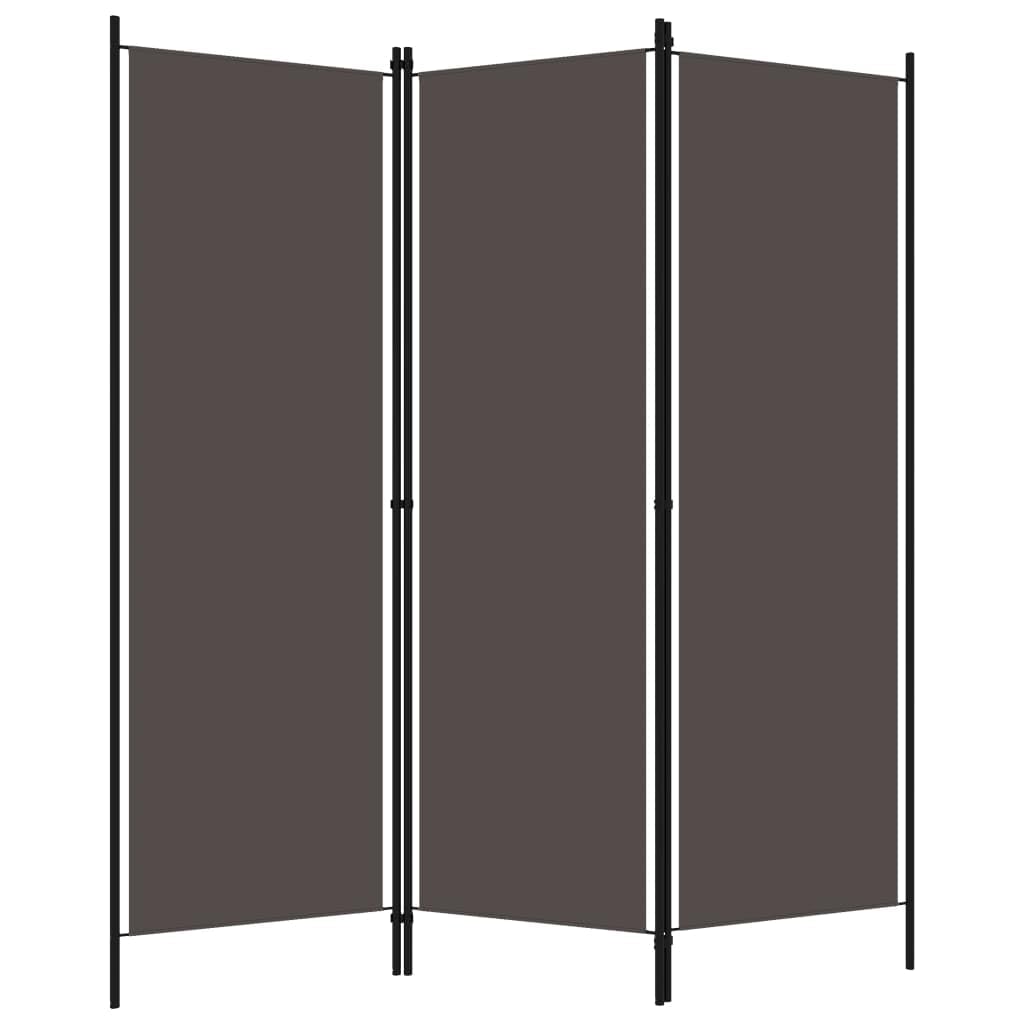 vidaXL 3-Panel Room Divider Folding Panel Screen Movable Partition Privacy Separator Wall Furniture Indoor Bedroom Office Black 150x180 cm