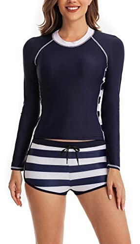 CCAKXCJJ Womens Two Piece Rash Guard Long Sleeve Swimsuit UV UPF 50+ Zipper Athletic Swimwear Sports Surfing Bathing Suit