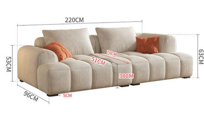 Cheese cube cream style fabric sofa living room sofa living room bedroom simple sofa (96 x 200 cm, OFF-WHITE)