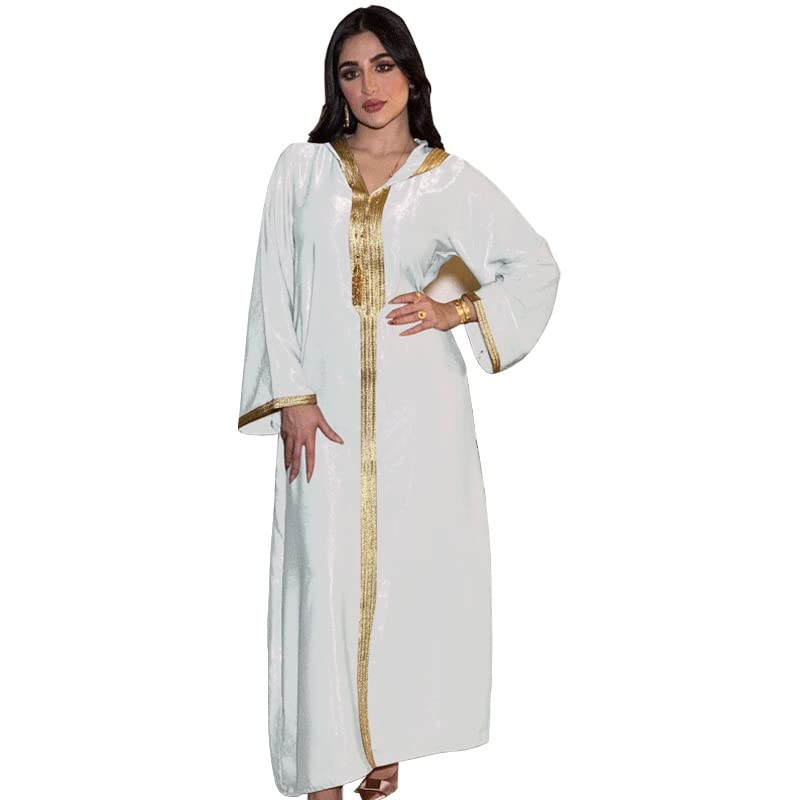 Dubai Arabic Muslim Abaya Dress for Women Moroccan Kaftan Hooded Robe Turkish Islamic Jalabiya