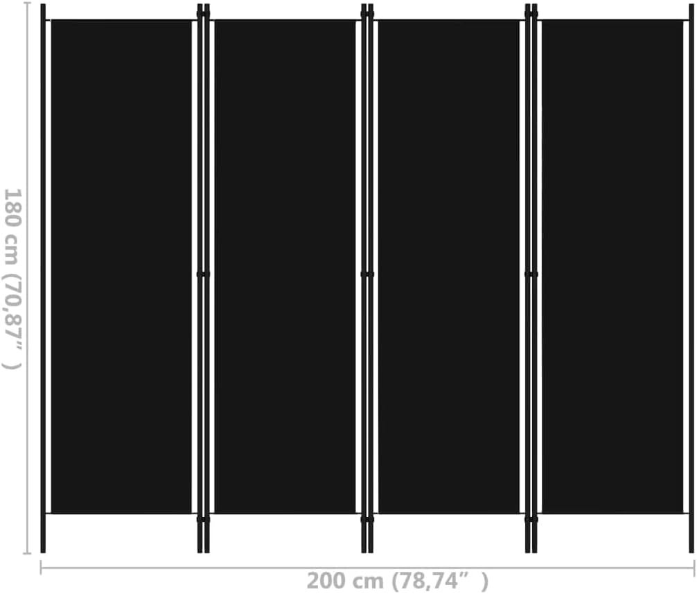 vidaXL 3-Panel Room Divider Folding Panel Screen Movable Partition Privacy Separator Wall Furniture Indoor Bedroom Office Black 150x180 cm