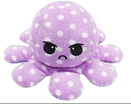 GrabMantra Reversible Octopus Plushie Soft Toys, Double-Sided Flip Stuffed Animal Mood Plush Show Your Mood Without Saying a Word, A Gift for Kids and Decorations | Happy + Angry | (Sunset + Mermaid)