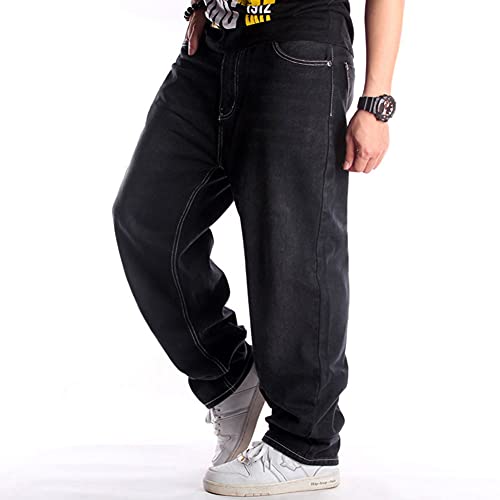 SMIOPDES Men's Baggy Jeans Loose Fit Hip Hop Pants - Classic Straight Skateboard Denim Jeans