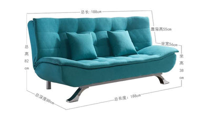 Fabric Multifunction Folding Foam Sofa Bed Set Living Room (Turqoise)