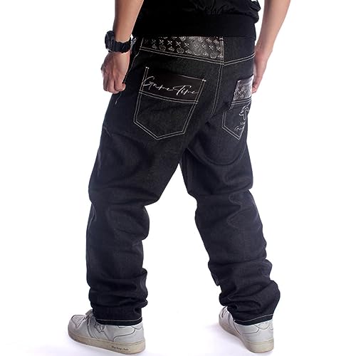 Ruiatoo Men's Classic Baggy Jeans Daily Loose Denim Jeans Hip Hop Dance Jogging Long Casual Pants