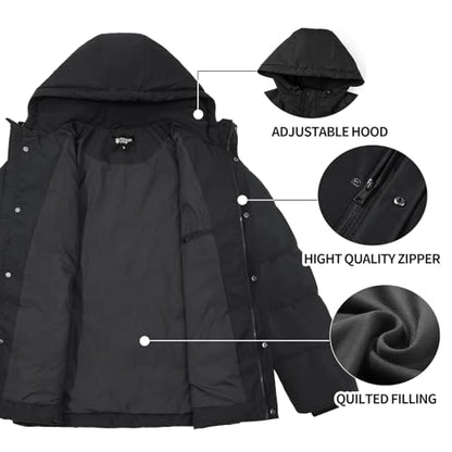 Pioneer Camp Men'S Winter Coats Warm Thicken Jacket Hooded Insulated Puffer Jackets Cotton Water Resistant Coat