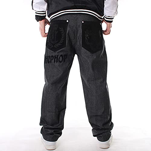 SMIOPDES Men's Baggy Jeans Loose Fit Hip Hop Pants - Classic Straight Skateboard Denim Jeans