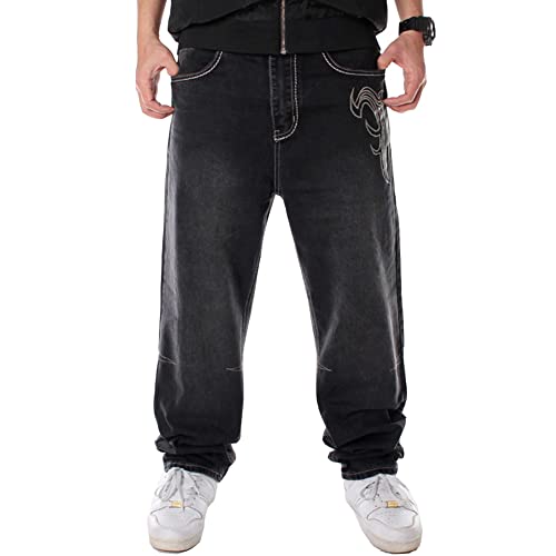 Ruiatoo Men's Classic Baggy Jeans Daily Loose Denim Jeans Hip Hop Dance Jogging Long Casual Pants