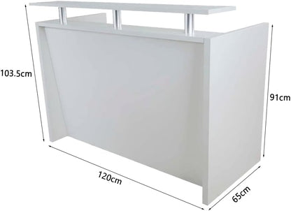 Mahmayi REC-2 Designer Reception Desk For Office Space, Front Office Desk (White-Coco Bolo)