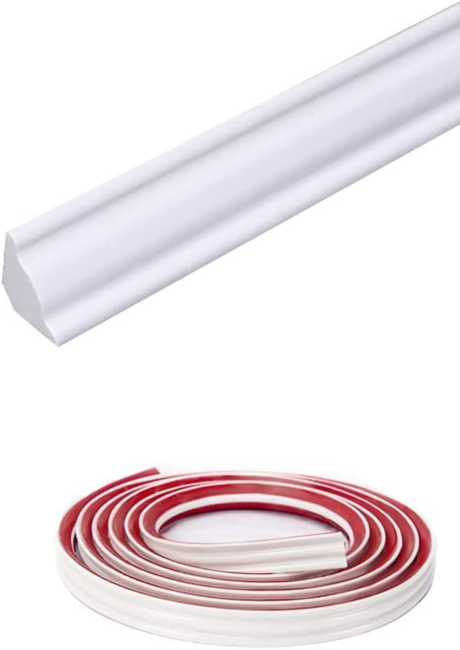 PVC Quadrant Trim,Skirting Board,Moulding Trim,Plastic Wall Corner Decoration Edging Strip Self Adhesive,Caulk Strip,Laminate Beading Anti-Mold Skirting Board,(5 Meters Long,27mm*20mm)