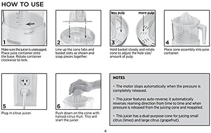 BLACK+DECKER 32oz Citrus Juicer, White, CJ650W, Small