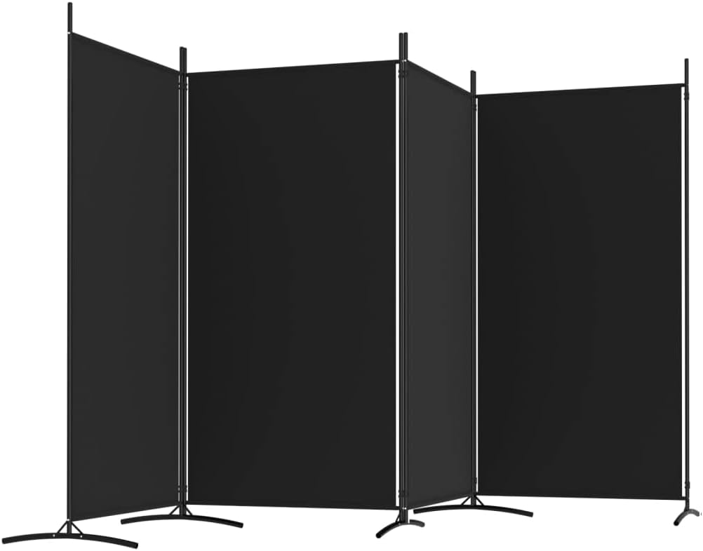 vidaXL 1-Panel Room Divider Folding Panel Screen Movable Partition Privacy Separator Wall Furniture Indoor Bedroom Office Black 175x180 cm