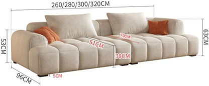 Cheese cube cream style fabric sofa living room sofa living room bedroom simple sofa (96 x 200 cm, OFF-WHITE)