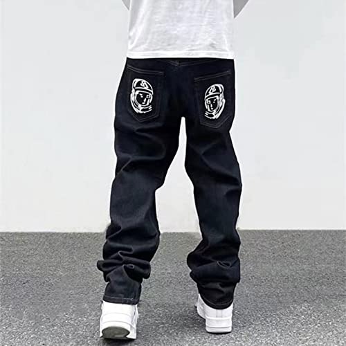 FantasyGears Y2k Jeans Men Grunge Hip Hop Baggy Pants Straight Leg Graphic Denim Joggers Loose Goth Trousers Streetwear