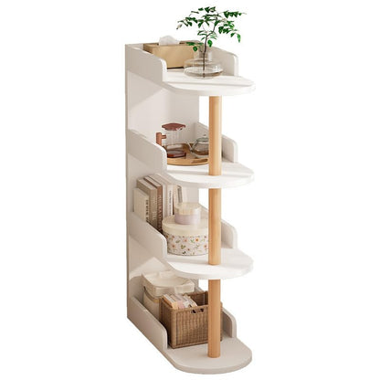 sooyinpaint Small Stand Corner Bookshelf - 4-Tier Wood Bookcase Industrial Bookshelf Standing Book Shelves Display Book Rack for Living Room Bedroom Home Office (White) (White)