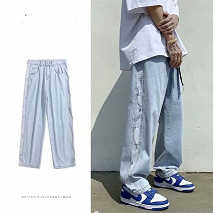 FantasyGears Y2k Jeans Men Grunge Hip Hop Baggy Pants Straight Leg Graphic Denim Joggers Loose Goth Trousers Streetwear