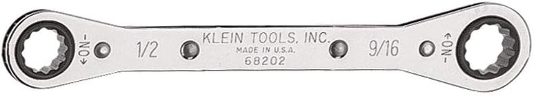 Klein Tools 68206 Ratcheting Box Wrench 13/16-Inch x 7/8-Inch with Reverse Racheting and Chrome Plated Finish