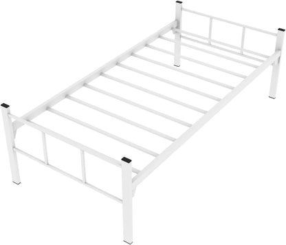 RIGID Steel Bed With Heavy Duty Metal Platform (Single Bed, white)