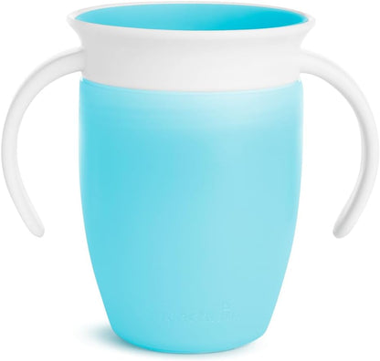 Munchkin Miracle 360 Sippy Cup, Trainer Toddler Cup, BPA Free Baby & Toddler Cups w.Handles, Non Spill Cup, Dishwasher Safe Baby Cup, Leakproof Childrens Cup, 6+ Months - 7oz/207ml, 2 Pack, Blue/Green