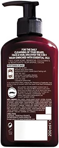 L’Oréal Paris Mass Men Expert Barber Club 3-In-1 Beard, Hair & Face Wash, 200 Ml